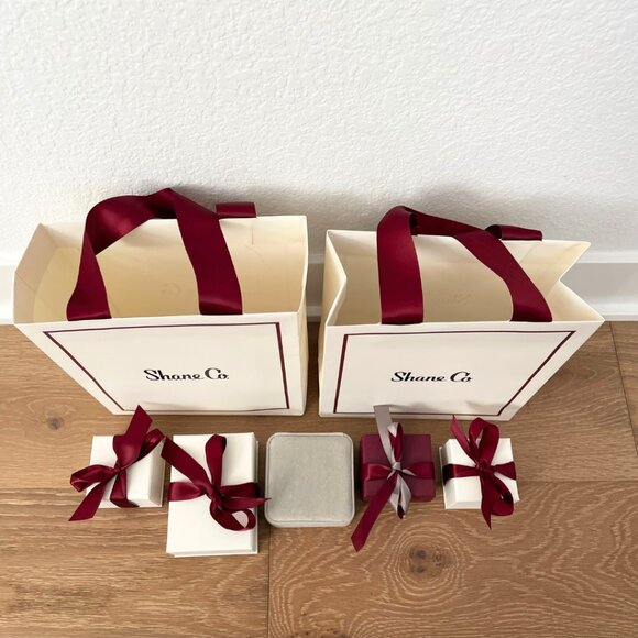 Shane Co Empty Jewelry Gift Box Paper Bags Ribbon Earring Bracelet Ring Cases - Picture 2 of 11